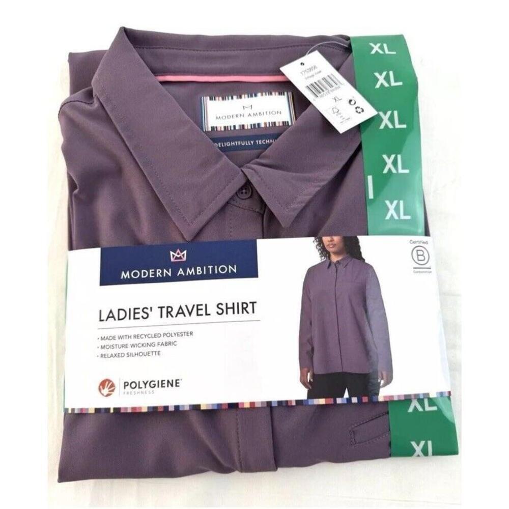 Modern Ambition Women's Travel Shirt Violet Size XL Polyester/Spandex Relaxed C3